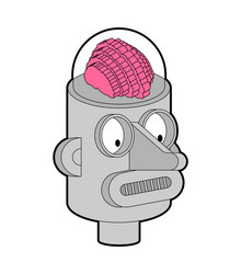 Artificial intelligence robot with brain retro vector