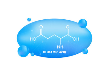 Chemical structure of glutamic acid formula icon vector