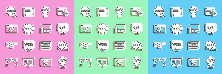 set line front end development ui or ux design vector image