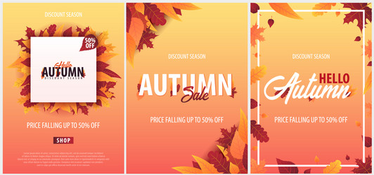 set of autumn background with leaves for shopping vector