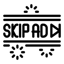 skip ad button appearing showing possibility vector image