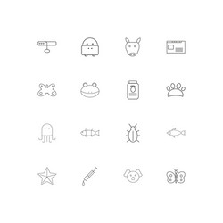 Animals linear thin icons set outlined simple vector