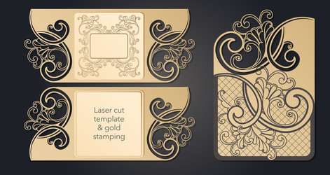 Template for laser cutting openwork layout vector