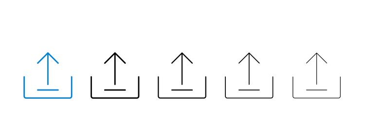 upload icons in five different stroke sizes vector image