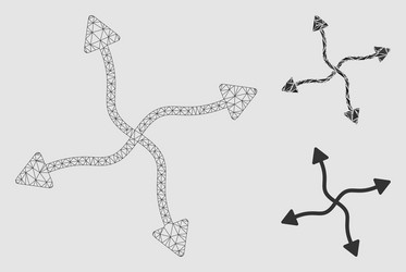 curve arrows mesh 2d model and triangle vector image