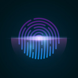 fingerprint for computer system security with neon vector image
