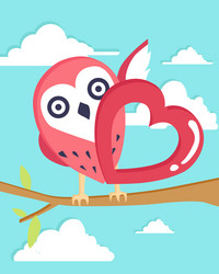 Happy valentines day with owl in love background vector