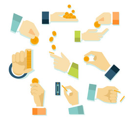 money in hands icons vector