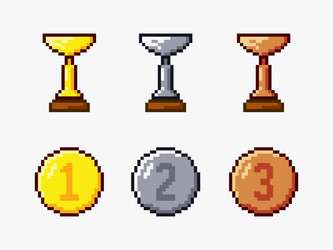 Pixel art of winner cups Royalty Free Vector Image