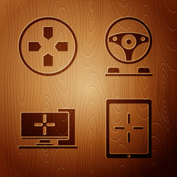 set tablet gamepad computer monitor and racing vector image