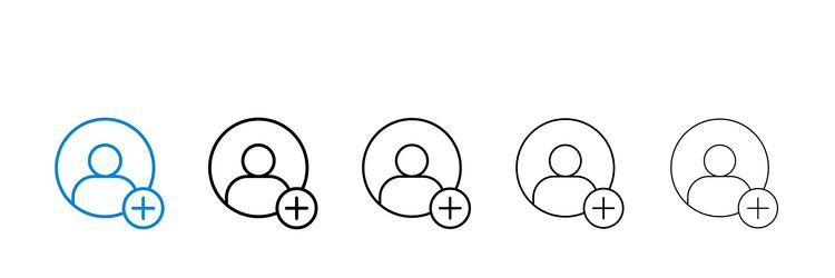 user add icons in five different stroke sizes vector image