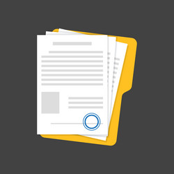 document folder with stamp and text icon in flat vector image