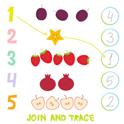 Kids learning number material 1 to 10 trace Vector Image