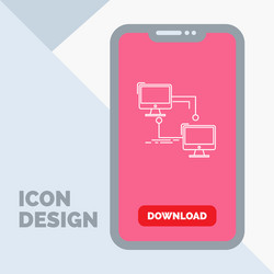 local lan connection sync computer line icon vector image