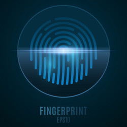 fingerprint for computer system security with neon vector image