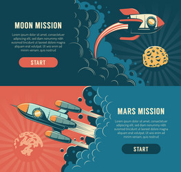 rocket launch to the moon - space flyer in retro vector image