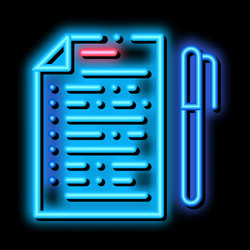 voting sheet with pen neon glow icon vector