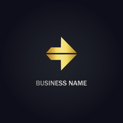 Gold arrow up shape company logo Royalty Free Vector Image