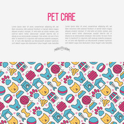 Pet care concept with thin line icons vector