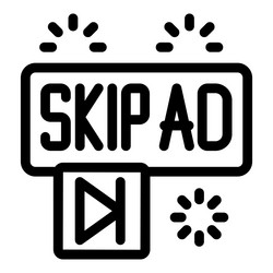 skip ad button allowing user to advertisement vector image
