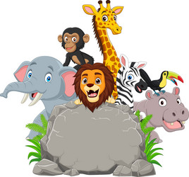 African Animals with Stone Sign vector image