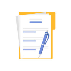 document pen folder with stamp and text icon vector image