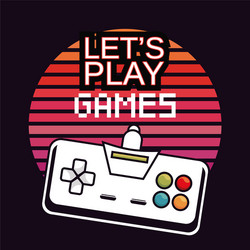 Premium Vector  Gamer poster let's play concept white gamepad and