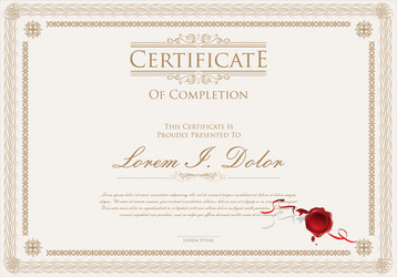 Retro Certificate Template - Diploma Style Vector Image