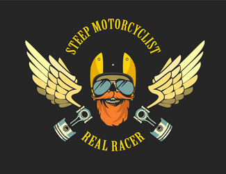 retro emblem motorcyclist Vector Image