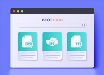 set cloud download and upload pdf file document vector image