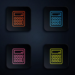 Color neon line calculator icon isolated on black vector