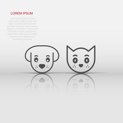 Dog and cat icon in flat style animal head vector