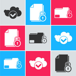 set cloud with check mark document and lock vector image