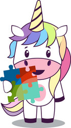 Unicorn with puzzle on white background vector