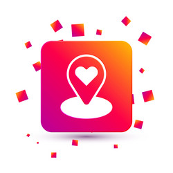 white map pointer with heart icon isolated vector image