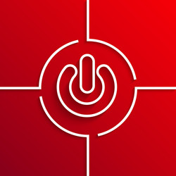 Modern white circle icon on red background vector