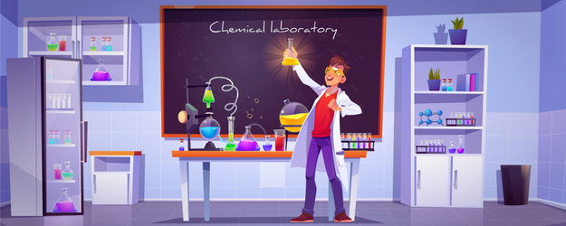 Scientist in Laboratory with Flask vector image