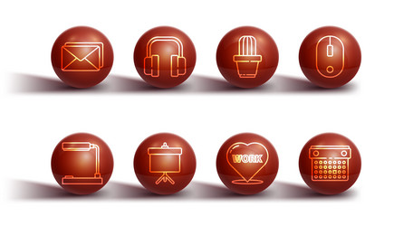 set line envelope table lamp computer mouse vector image
