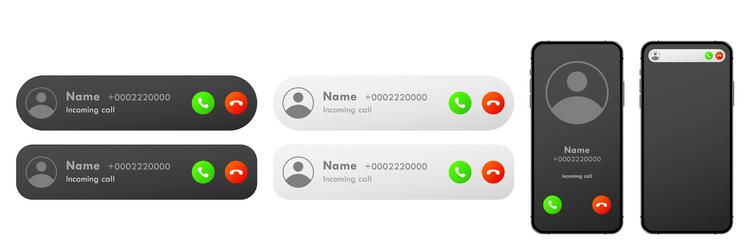 smartphone incoming call notification screen ui vector image