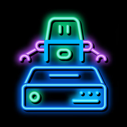automation machine learning neon glow icon vector image