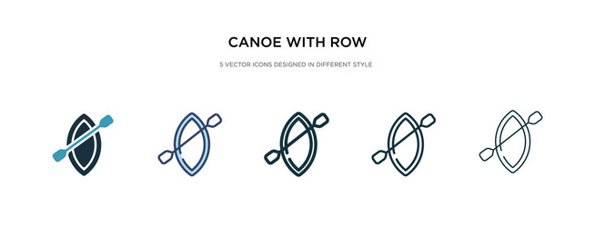 Canoe with row icon in different style two vector