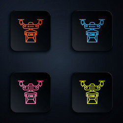 Color neon line drone delivery concept icon vector