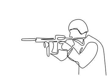 One continuous line drawing of army with uniform vector