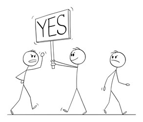 person walking on the street with yes sign vector