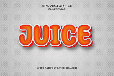 realistic juice 3d editable text style effect vector image