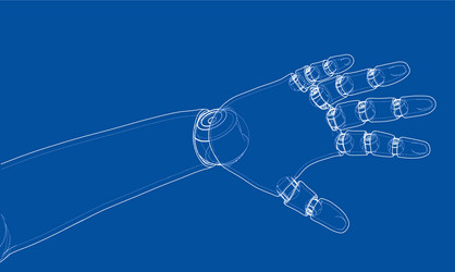 Robot hand outline rendering of 3d vector