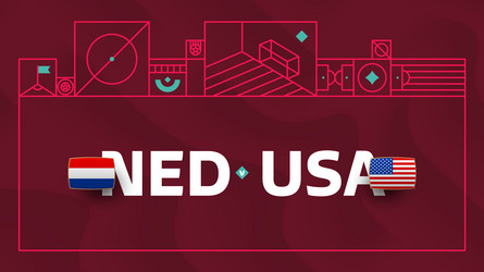 Netherlands Vs Usa Playoff Round Of 16 Match Vector Image Netherlands Vs Usa Playoff Round Of 16 Match Vector Image