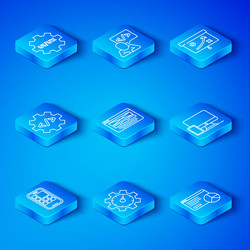 set line mobile apps ui or ux design website vector image