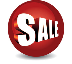 a round red icon with some white text for sales vector image