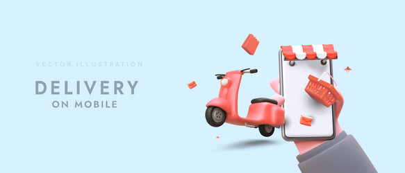 delivery in phone mobile application for ordering vector image